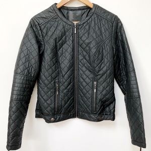 Max Studio Quilted Faux Leather Moto Jacket